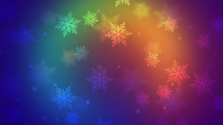 Abstract, colorful, snowflakes HD wallpaper