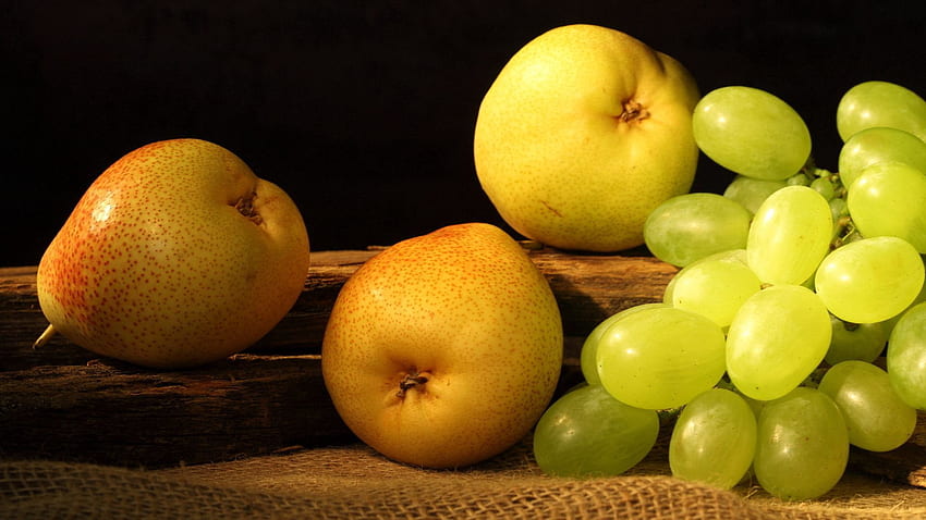Pears, Fruits, Food, Grapes HD wallpaper