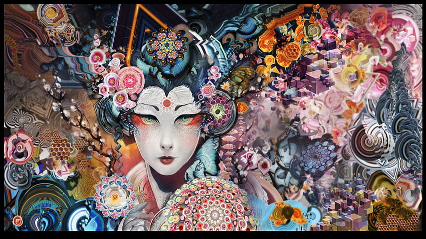 Geisha, oriental, cg, art, asian HD wallpaper