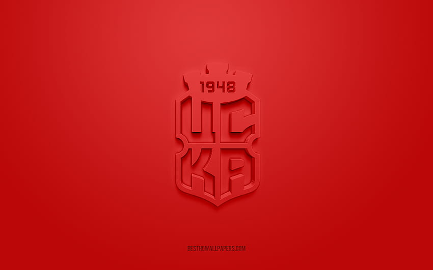 FC CSKA 1948 Sofia, creative 3D logo, red background, Bulgarian First League, 3d emblem, Bulgarian football team, Bulgaria, 3d art, Parva liga, football, FC CSKA 1948 Sofia 3d logo HD wallpaper