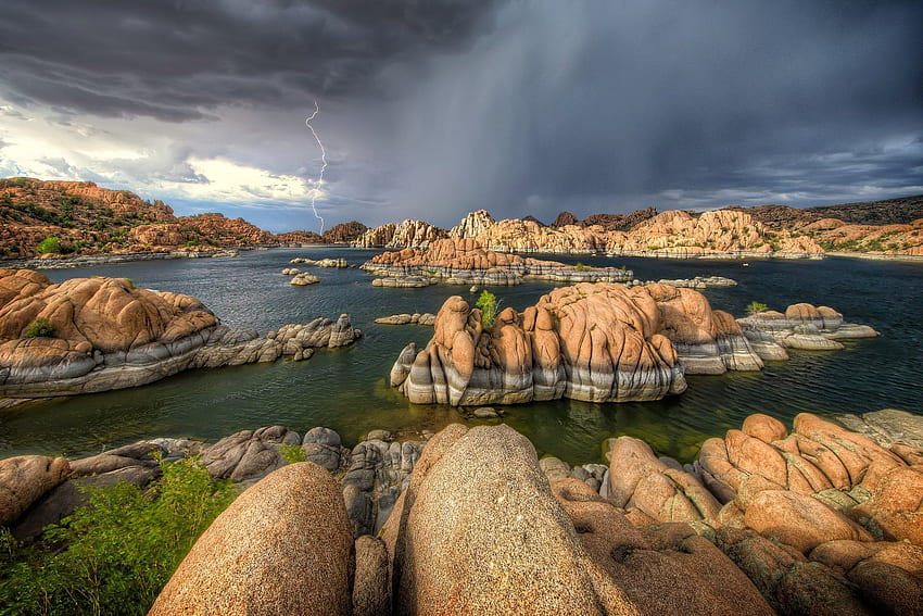 watson, Storm, Watson, Lake, Arizona, Rain, Lightning / and Mobile Background, Arizona Scenery HD wallpaper