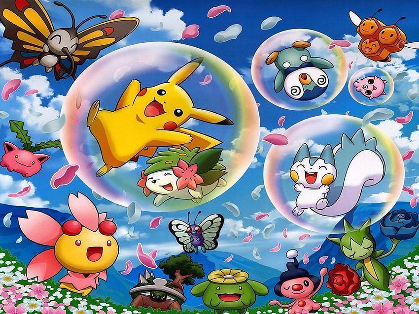 Cute Pokémon Background, Pokemon Spring HD wallpaper