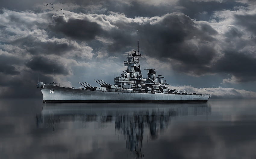 Warships USS New Jersey (BB 62) HD wallpaper