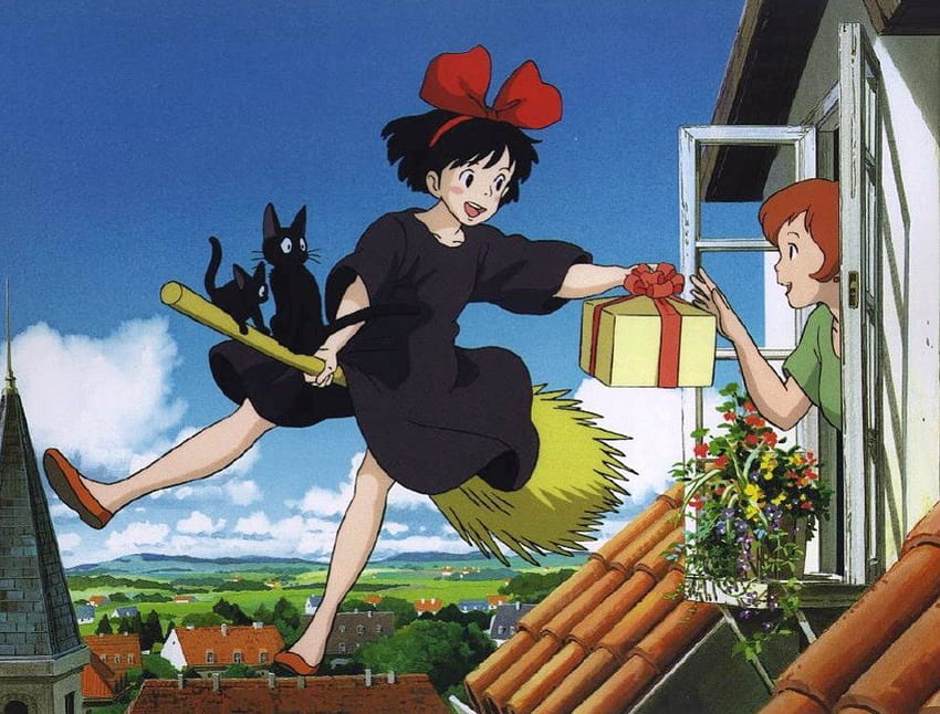 kiki's delivery, cartoon, ghibli anime, delivery, hayao miyazaki, kiki, witch HD wallpaper