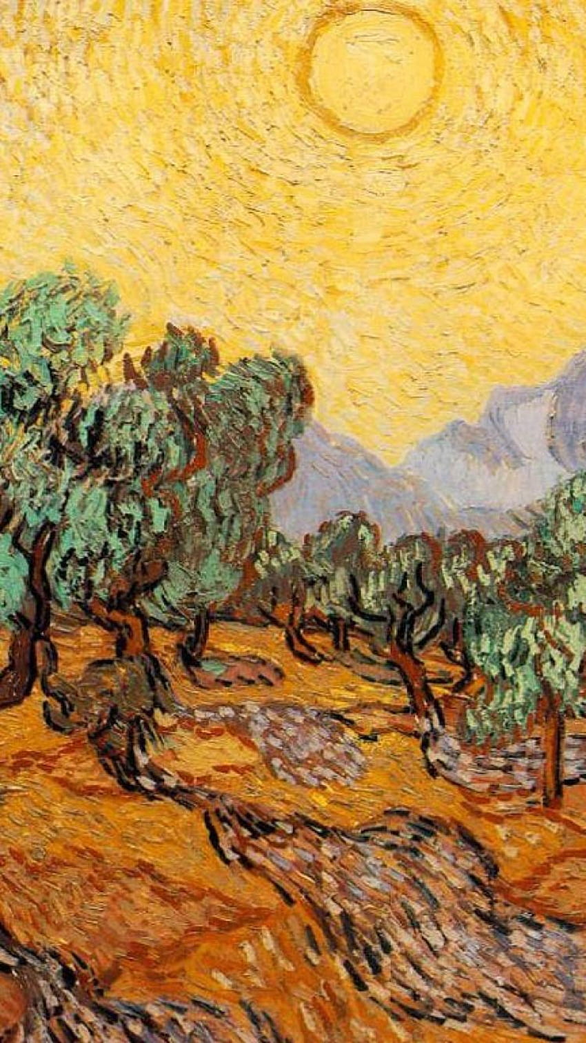Paintings trees vincent van gogh, Van Gogh iPhone HD phone wallpaper