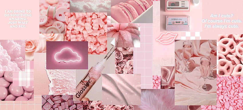Collage estético rosa claro. Estética, rosa, temas de iPhone, Pink Collage Laptop fondo de pantalla