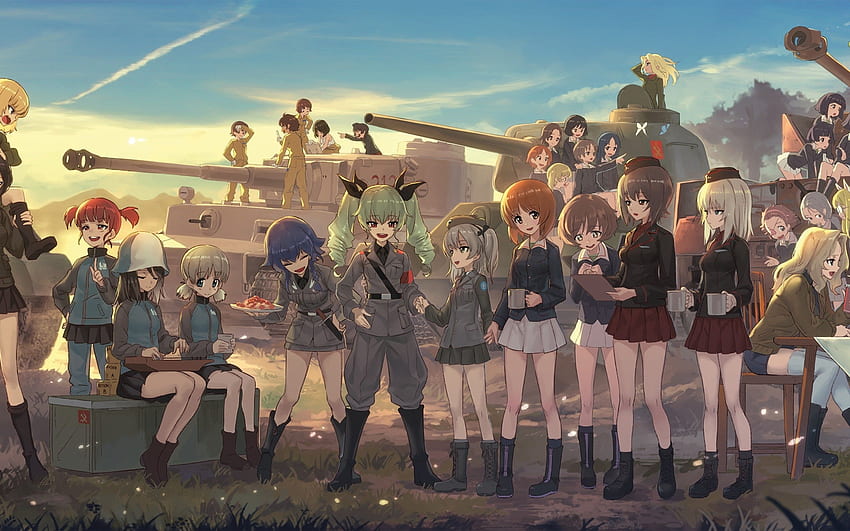 Dziewczyny i pancerniki, dziewczyny z anime, czołgi, wojsko, mundury Tapeta HD