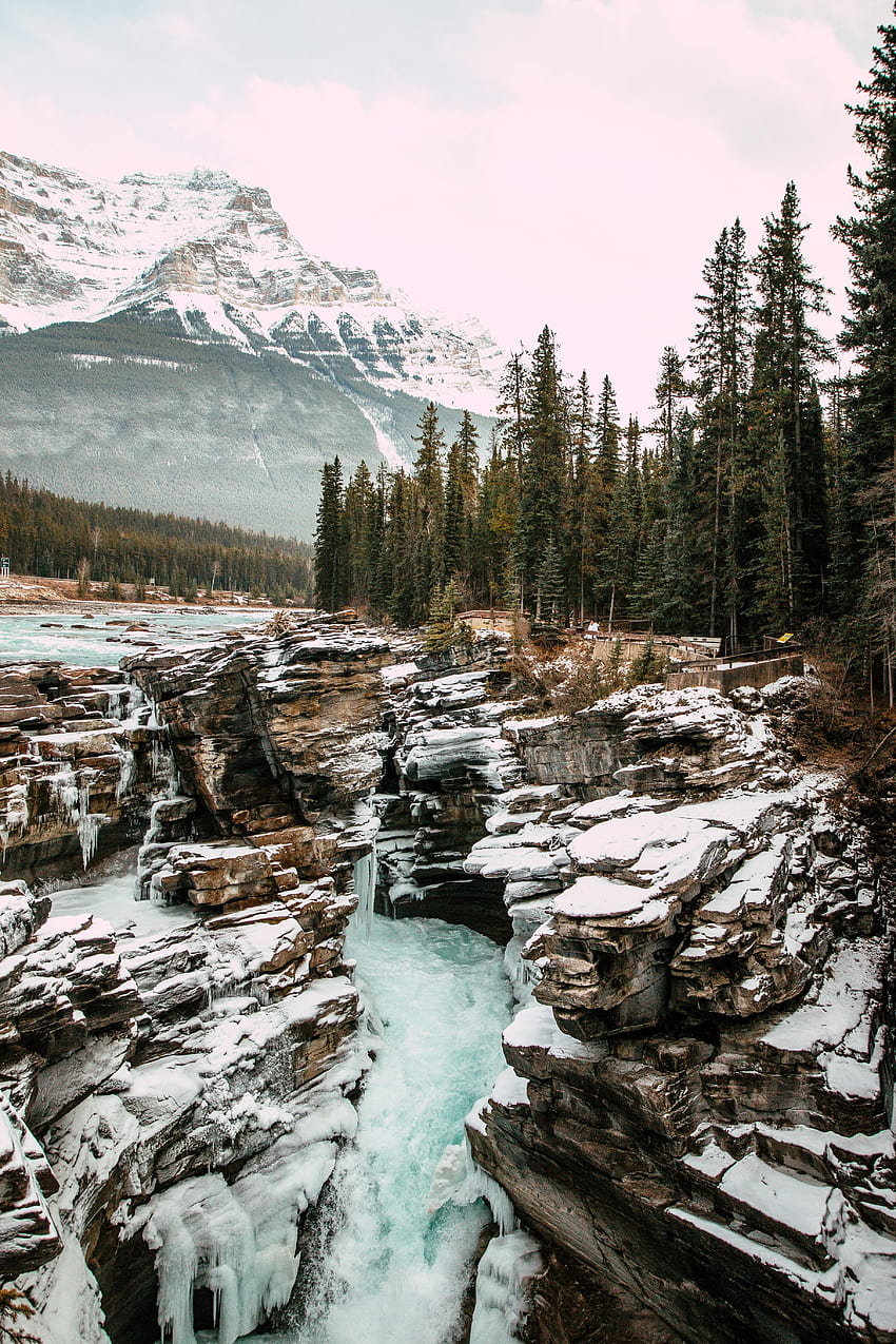 Nature, Mountains, Ice, Snow, Rocks, Waterfall, Snow Covered, Snowbound HD phone wallpaper