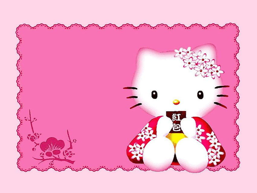 Покана за кръщене Hello Kitty за печат. Картичка с покана Hello kitty, покани Hello kitty, Hello kitty HD тапет