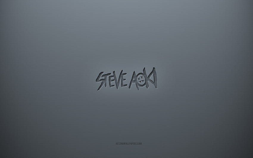 Steve Aoki logo, gray creative background, Steve Aoki emblem, gray paper texture, Steve Aoki, gray background, Steve Aoki 3d logo HD wallpaper