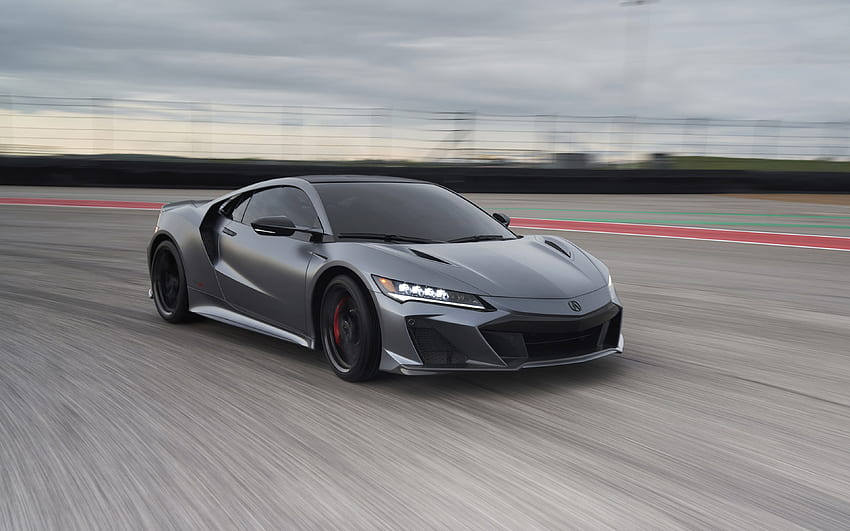 2022, Acura NSX Type S, , front view, race track, sports car, new gray NSX Type S, Japanese sports cars, Acura HD wallpaper