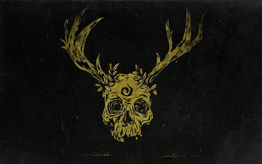 skull, Minimalism, Black background, Fantasy art, Deer, Dark, Artwork / and Mobile Background HD wallpaper