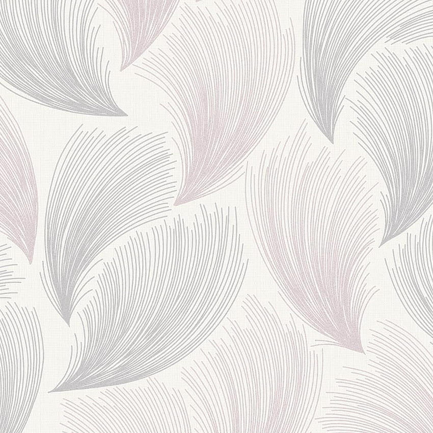Vinyle texturé rasch gatsby fan plume motif pailleté, gris rose Fond d'écran de téléphone HD