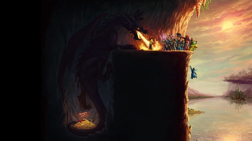 Magicka, fantasy art, dragon, wizard, video games, Sad Dragon HD wallpaper
