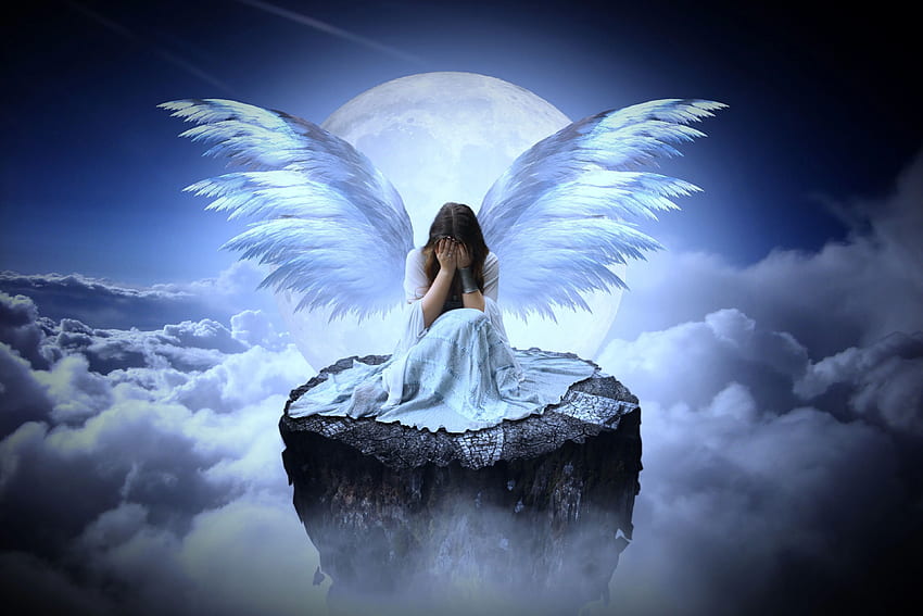 Sad Angel in the Clouds Ultra . Background, Angels in Love HD wallpaper