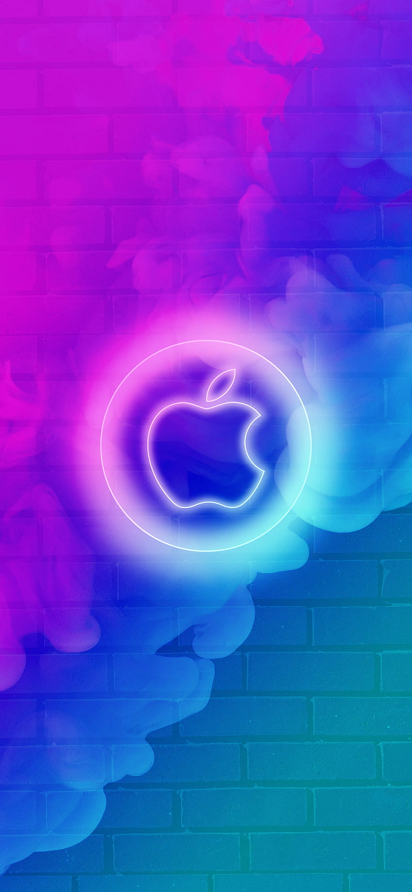 애플 네온, 강청색, 미술, 블루, 아이폰, 마젠타, 로고, AppleTheme, 연기, frulo HD 전화 배경 화면