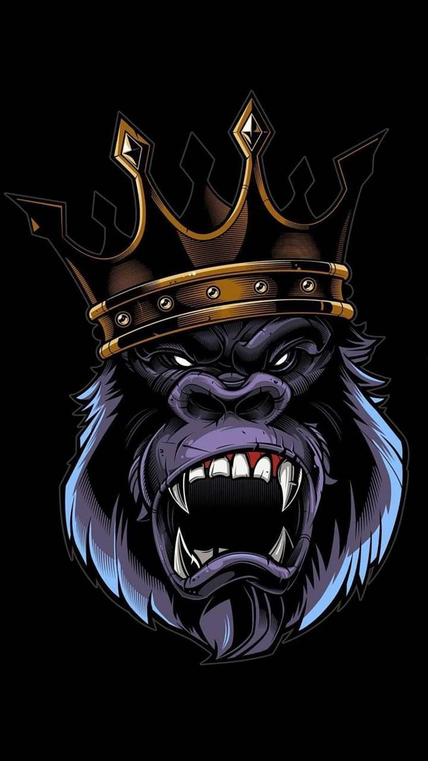 킹콩. Tatuaje de gorilla, Dibujos increíbles, Logotipo artístico, 3D King Kong HD 전화 배경 화면