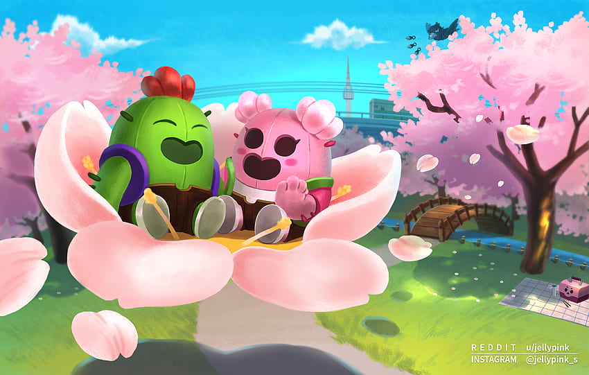 Spike und Sakura Spike Fan Art, Spike Brawl Stars HD-Hintergrundbild
