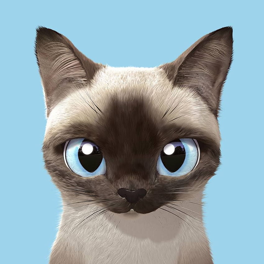 Emmie на Animated през 2019 г. Сладки рисунки на животни, сиамска котка HD тапет за телефон