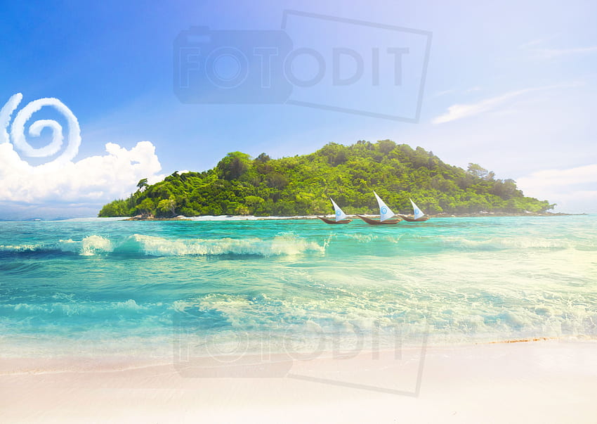 Moana Digital Background. Backdrop, Disney Inspired, Boat, Maui, Te Fiti, graphy, Beach, Ocean, Sea, Blue sky, Island, Landscape in 2021. Digital background, Digital backdrops, Ocean graphy HD wallpaper