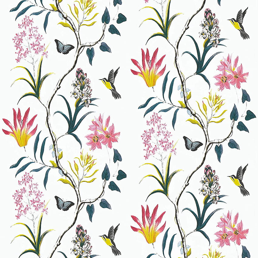 Buy Wenmer White Floral Peel and Stick Floral 17.7'' x 118'' Vintage Floral Pink Flower Bird Tree Butterfly Wall Paper Floral Contact Paper Decorative for Bedroom Walls Kids Online HD phone wallpaper