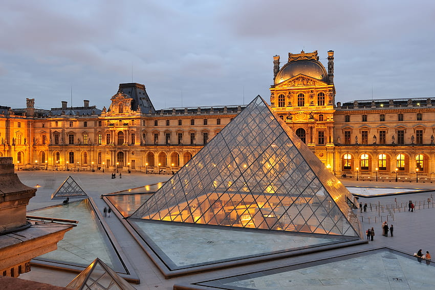 Museo del Louvre, museo, edificio, feritoia, piramide Sfondo HD