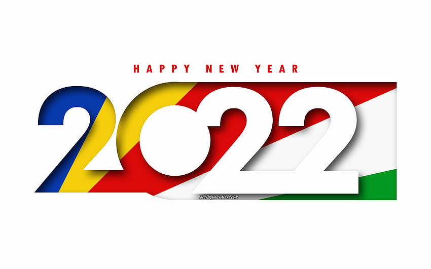 Happy New Year 2022 Seychelles, white background, Seychelles 2022, Seychelles 2022 New Year, 2022 concepts, Seychelles, Flag of Seychelles HD wallpaper