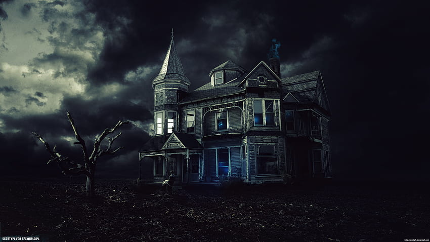Creepy Dark House - Resolution: HD wallpaper