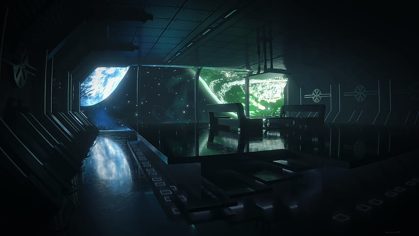 Scifi-Raum, im Weltraum, Sci-Fi-Haus HD-Hintergrundbild