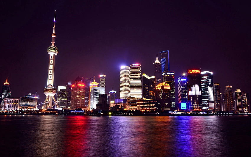City Lights, Cities, Night City, China, Shanghai HD wallpaper