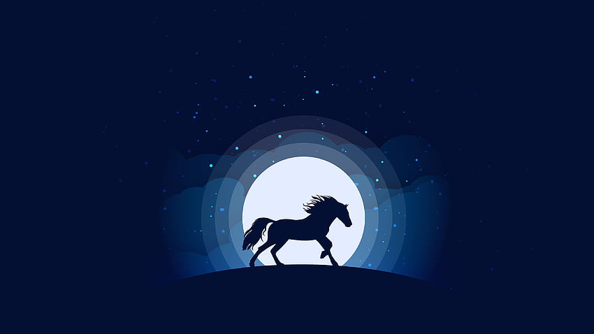 Seni Digital Siluet Kuda, Hewan, , , Latar Belakang, dan, Kuda Biru Wallpaper HD