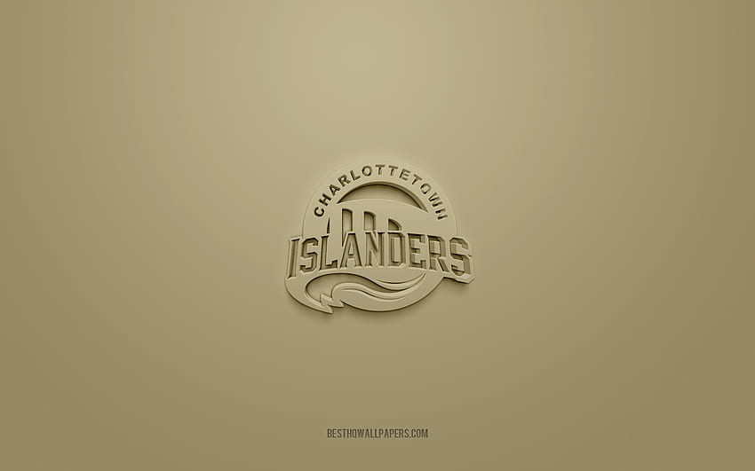 Charlottetown Islanders, творческо 3D лого, кафяв фон, QMJHL, канадски хокеен отбор, USL League One, Шарлоттаун, Канада, 3d изкуство, хокей, Charlottetown Islanders 3d лого HD тапет