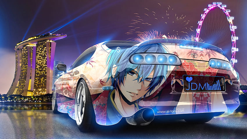 Toyota Supra JDM Tuning Anime Boy Aerografia City Car 2015 Sfondo HD