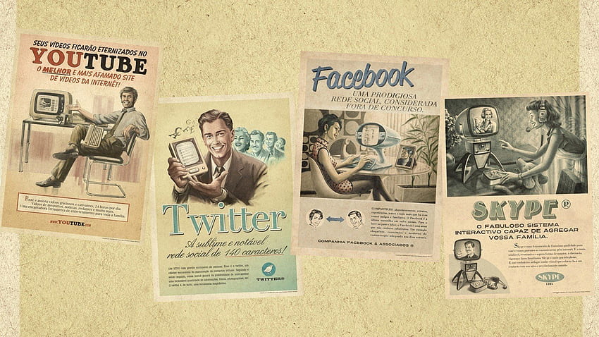 Computers Facebook vintage retro technology YouTube Twitter advertisement website Portuguese skype old fashion . . 254149. UP HD wallpaper
