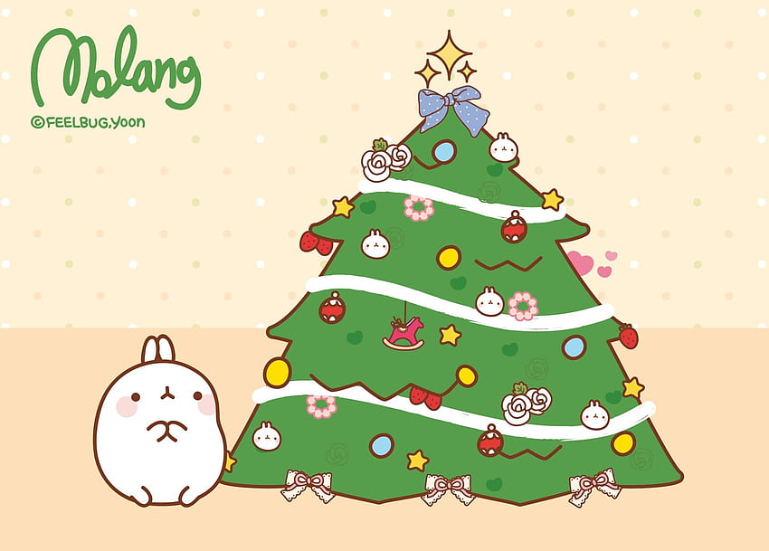 San-X Molang Christmas - Hier sind 3 supersüße Molang-Hintergründe für Weihnachten! Klicken Sie auf jedes, um es in voller Größe zu sehen ... HD-Hintergrundbild