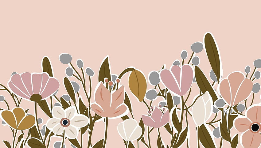 Horizontal backdrop decorated with blooming flowers and leaves border. Abstract art nature background vector. Trendy plants frame. flower garden. Botanical floral pattern design for summer sale banner 2725221 Vector Art at Vecteezy, Botanical Laptop HD wallpaper