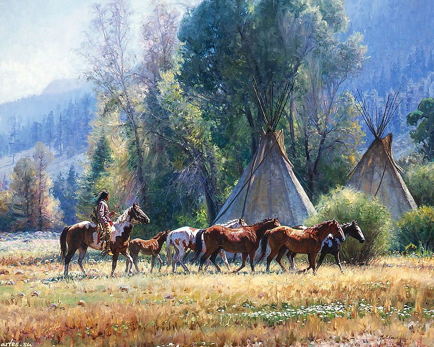 This brilliant piece of artwork, Empty Lodge, by Martin Grelle is a, Native American Teepees HD wallpaper