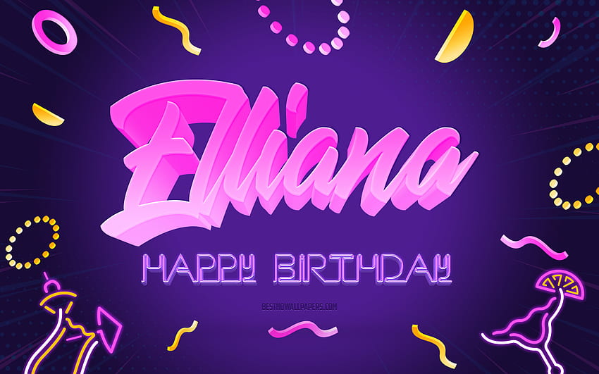Happy Birtay Elliana, , Purple Party Background, Elliana, creative art, Happy Elliana birtay, Elliana name, Elliana Birtay, Birtay Party Background HD wallpaper