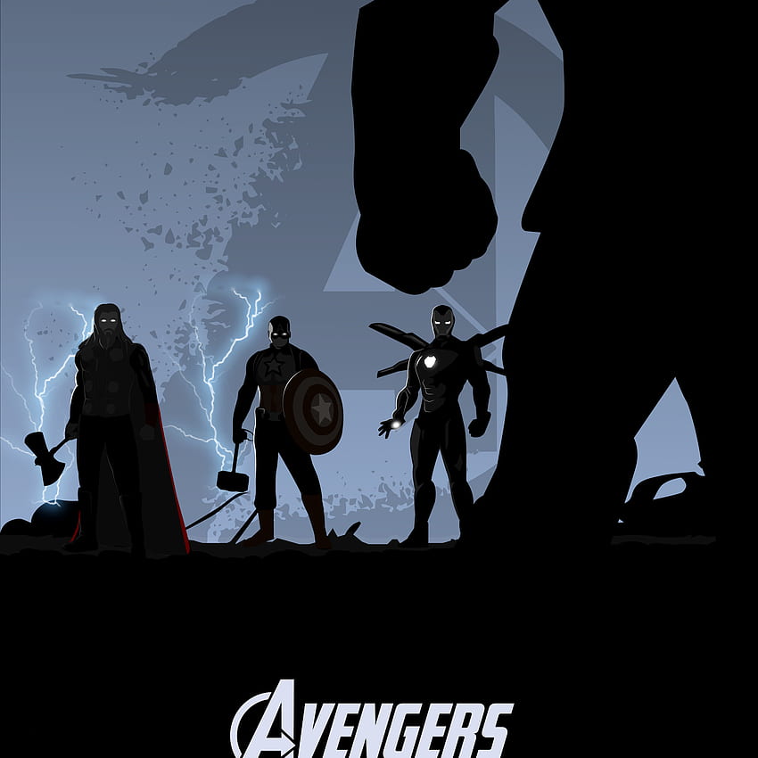 Avengers: Endgame, Thor, Captain America, Iron Man, Thanos, Ilustrasi, Hitam, Hitam Gelap wallpaper ponsel HD