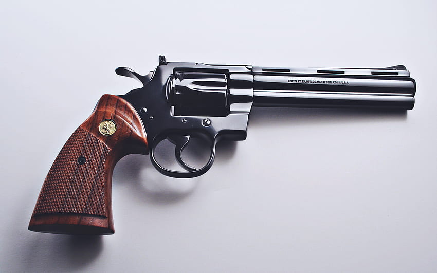 Colt Python, close-up, six shot revolver, Combat Magnum, 357 Magnum, revolvers, Colts Manufacturing Company HD wallpaper