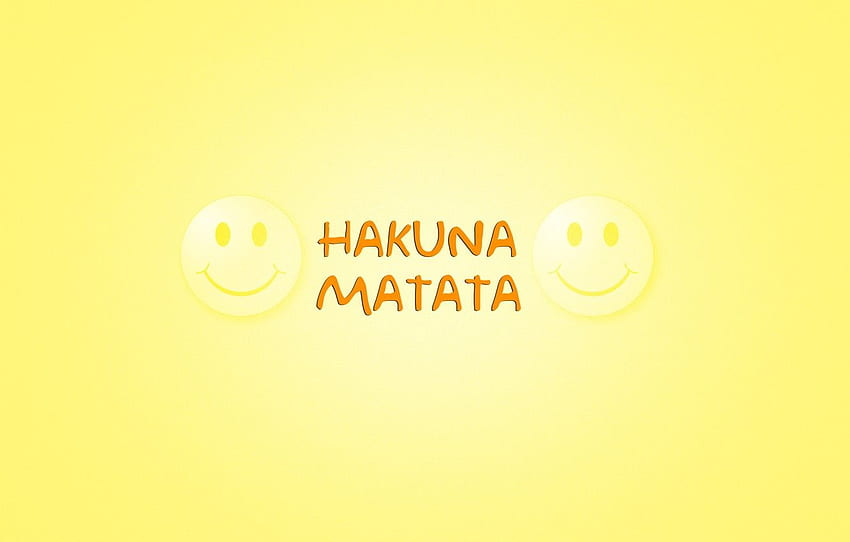 minimalism, words, yellow background, smile, The Lion King, emoticons, The Lion King, Timon & Pumbaa, the phrase from the cartoon, hakuna matata, Timon and Pumbaa, Hakuna Matata for , section HD wallpaper