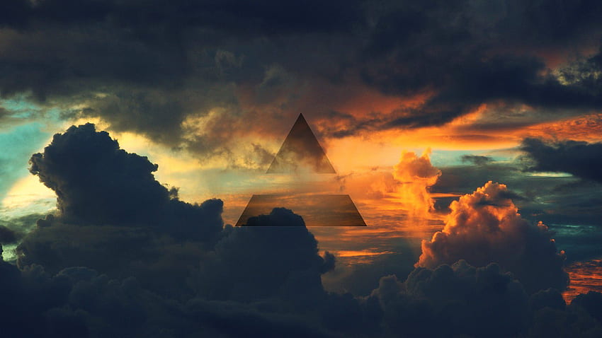 Sky, triangle, symbol of the air, clouds, air, dark clouds, Universe