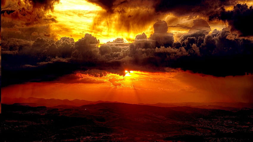 Sunsets Hidden Sun Nature Clouds Rays Sunset - Dark HD wallpaper