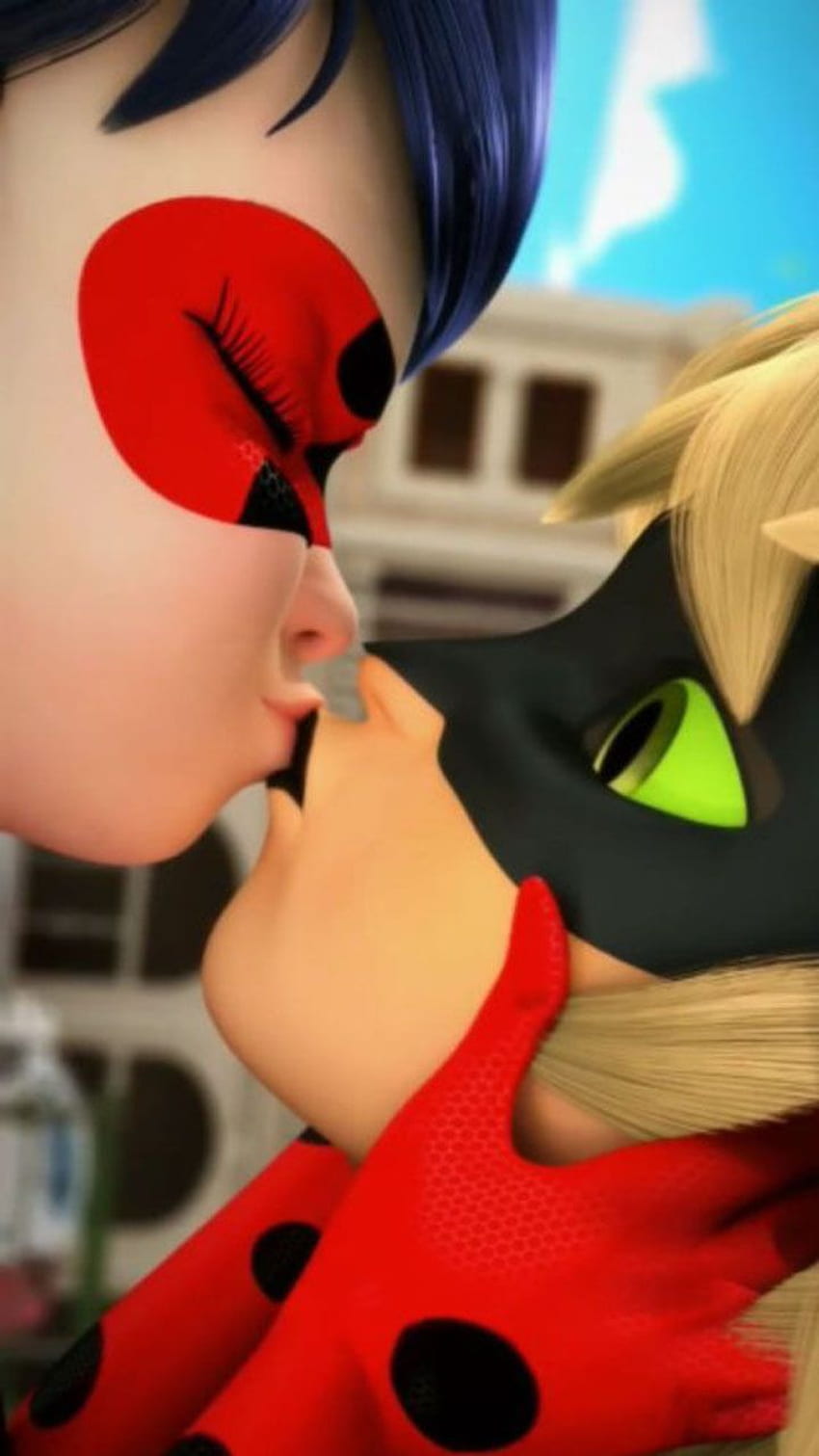 Marienkäfer küssen. Miraculous Ladybug Fanfiction, Miraculous Ladybug OC, Miraculous Ladybug Film, Ladybug und Cat Noir Kiss HD-Handy-Hintergrundbild