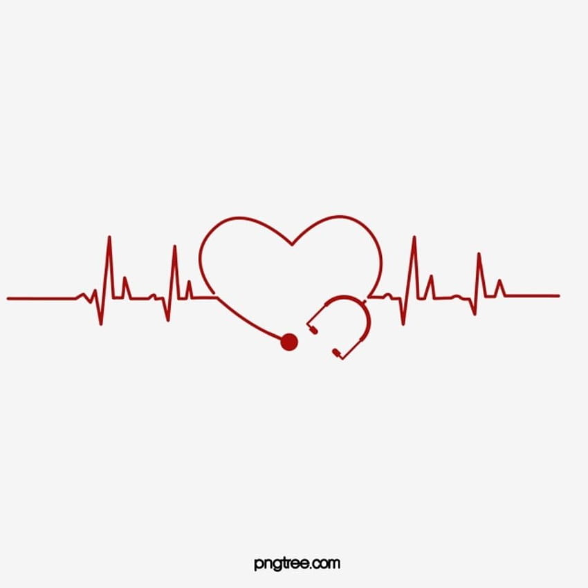 Медицински елемент за сърдечен ритъм ЕКГ във формата на сърце, Клипарт сърце HD тапет за телефон