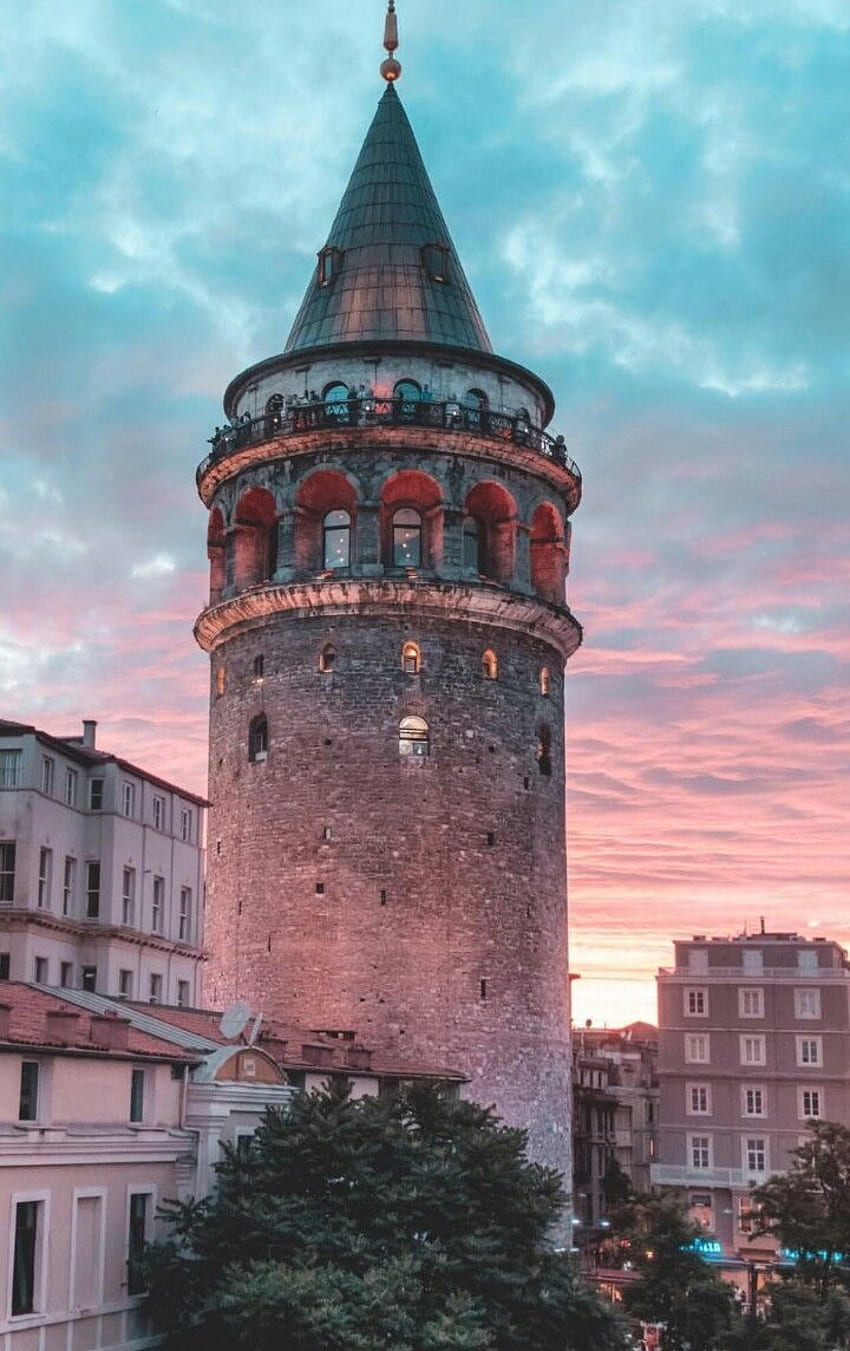 Torre de Gálata, Estambul, Turquía. Teléfono . Estanbul fondo de pantalla del teléfono