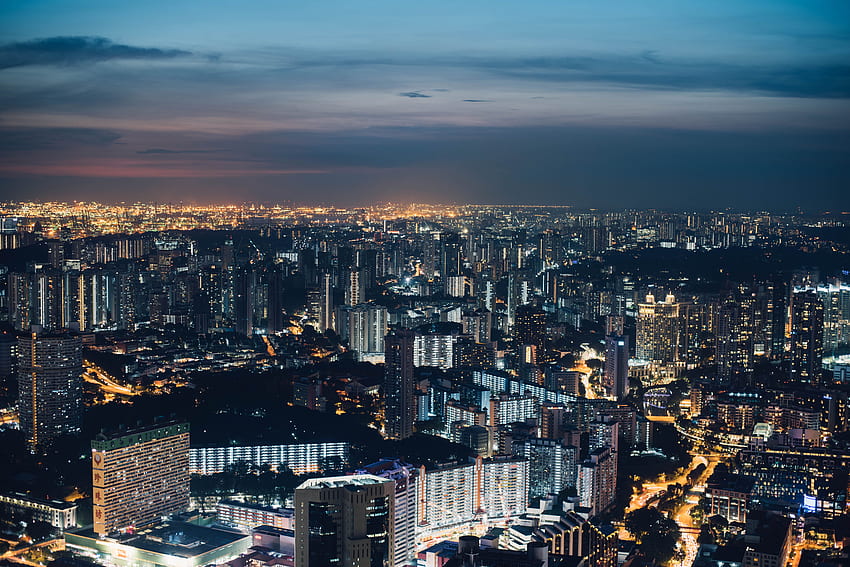 ciudades, edificio, vista desde arriba, ciudad de noche, luces de la ciudad fondo de pantalla