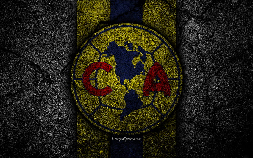 Club America FC, logo, Liga MX, sepak bola, sepak bola, Divisi Primera, batu hitam, Meksiko, Club America, tekstur aspal, klub sepak bola, FC Club America untuk resolusi . Kualitas tinggi Wallpaper HD