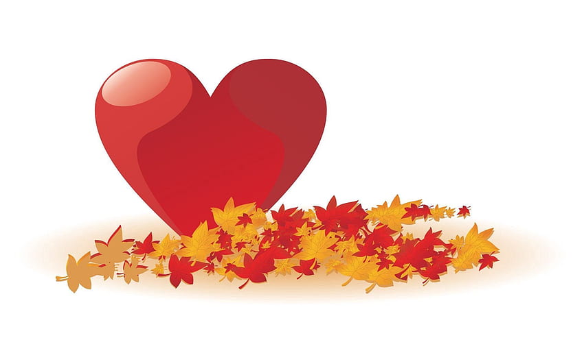 Święta, jesień, liście, miłość, serce, walentynki Tapeta HD