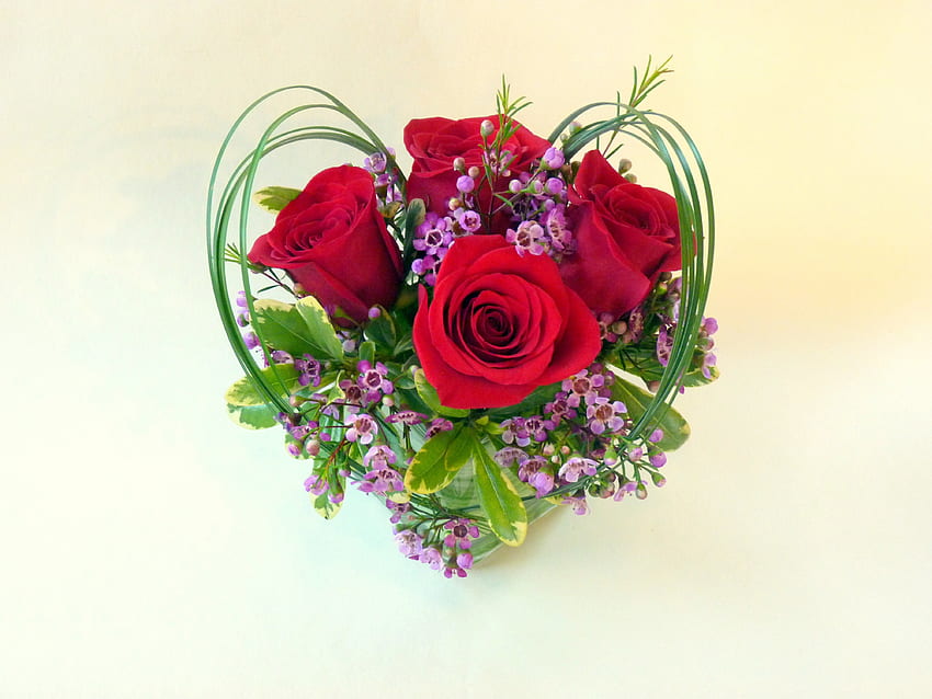 Mini Floral Heart ความบันเทิง ลูกบาศก์แก้ว การตกแต่ง สวย วิเศษ สด แฟชั่น ความรัก เขียว แดง ตลอดไป บ้าน หัวใจจิ๋ว วอลล์เปเปอร์ HD